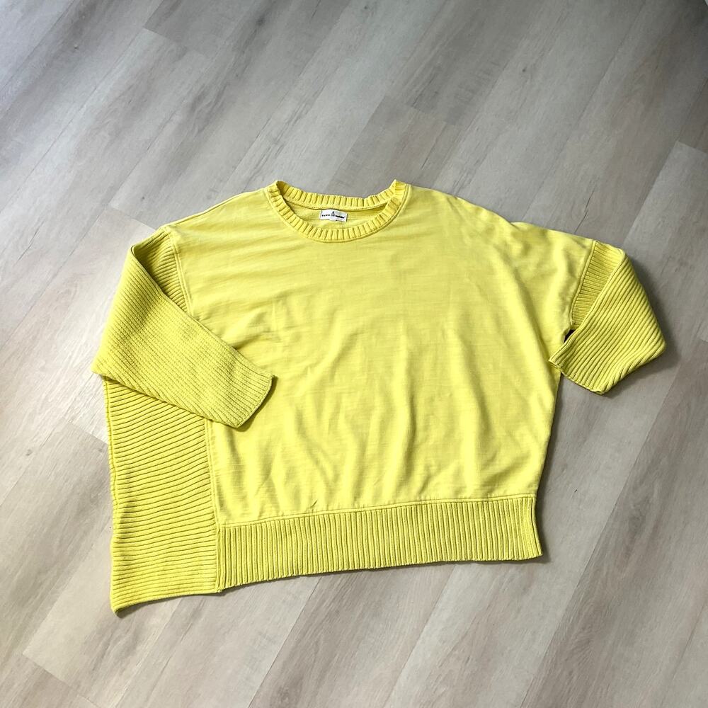 Neon Buddha Womens One Size Yellow Long Sleeve Ribbed Sweater